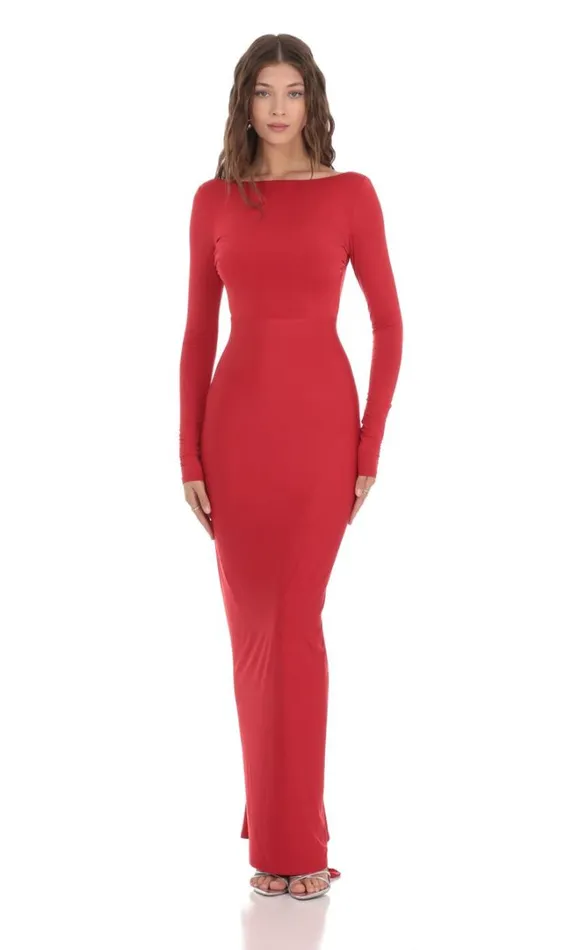 Bodycon Open Back Dress Red Women LUCY IN THE SKY Maxi Dresses Bodycon Open Back Dress Red Women LUCY IN THE SKY Maxi Dresses
