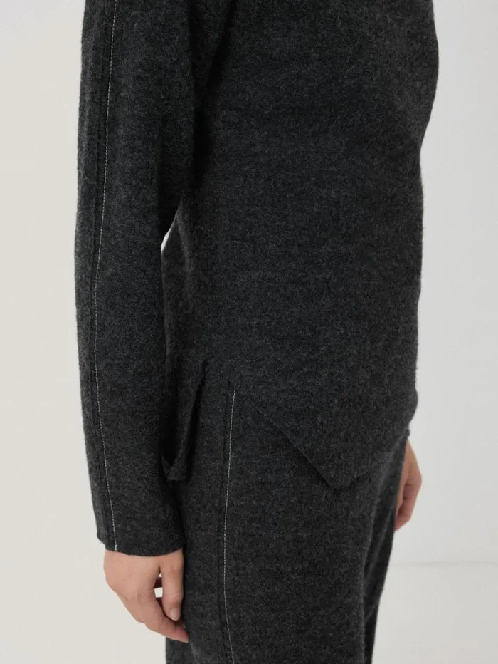 Boiled Wool Blend Batwing Top Dark Grey Women Jigsaw Pyjamas and Loungewear
