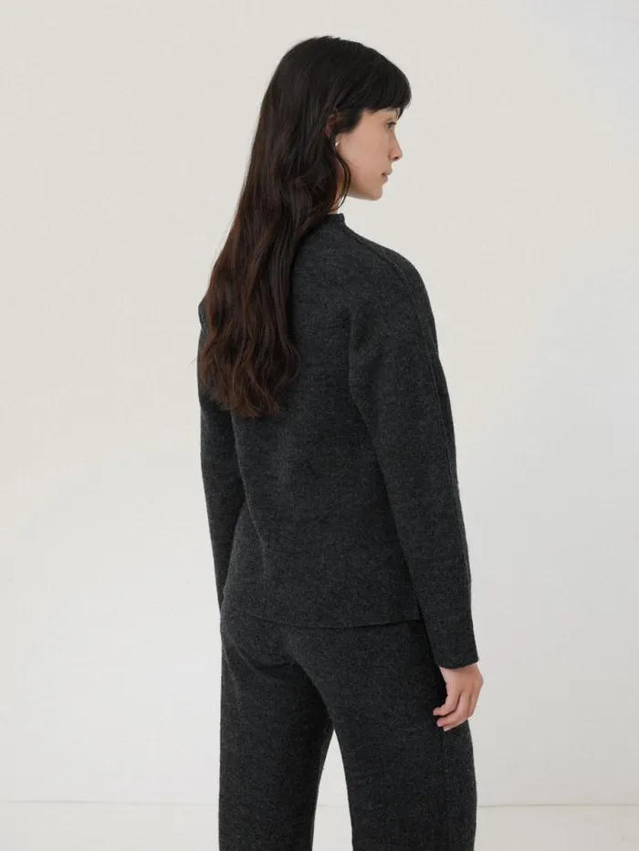 Boiled Wool Blend Batwing Top Dark Grey Women Jigsaw Pyjamas and Loungewear