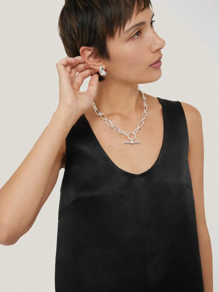 Bonded Satin Tank Top Black Women Jigsaw Party