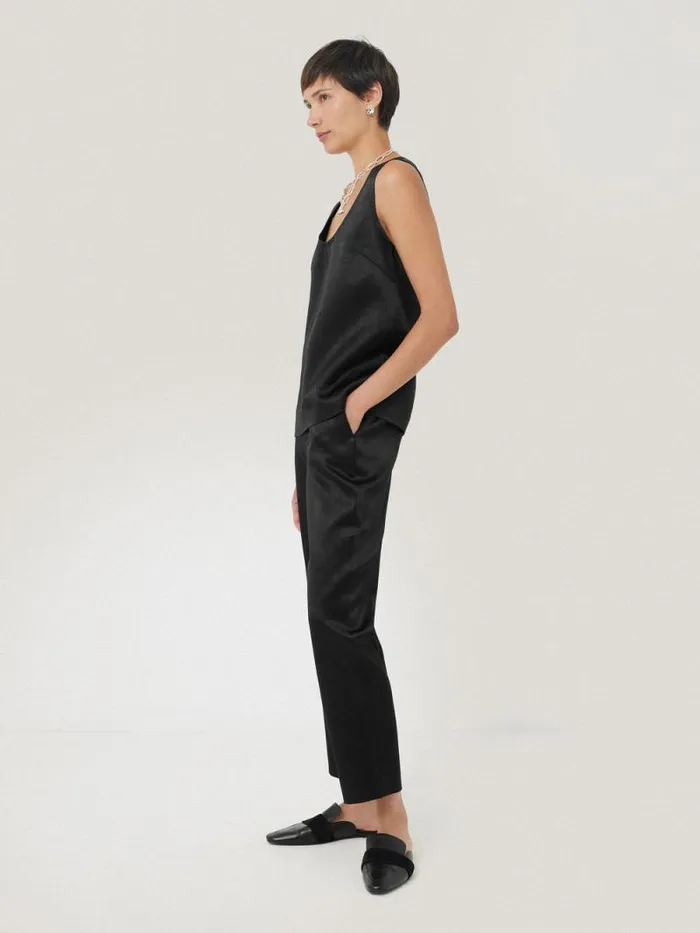 Bonded Satin Tank Top Black Women Jigsaw Party