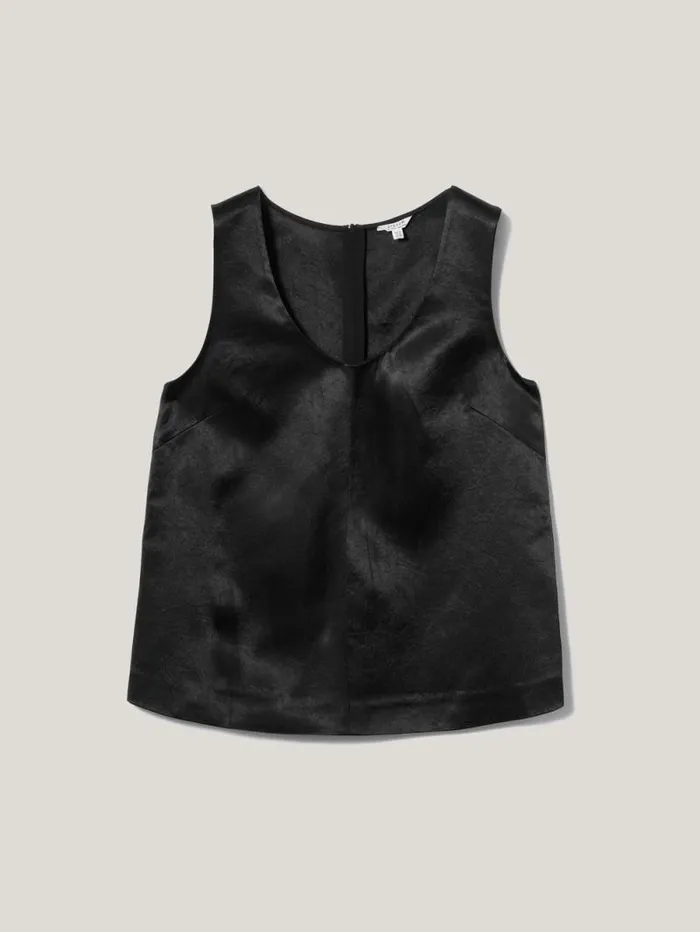 Bonded Satin Tank Top Black Women Jigsaw Party