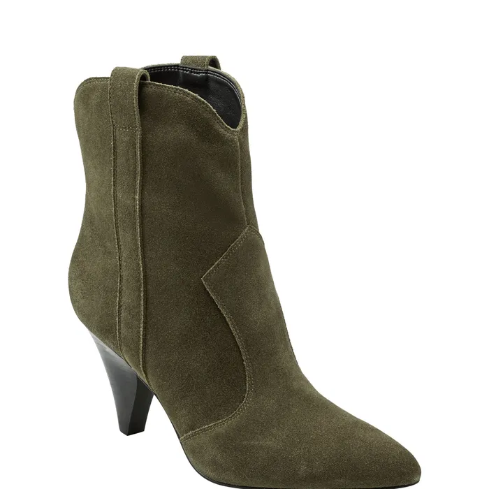 Booties Women Marc Fisher Carissa Heeled Western Bootie Olive Suede