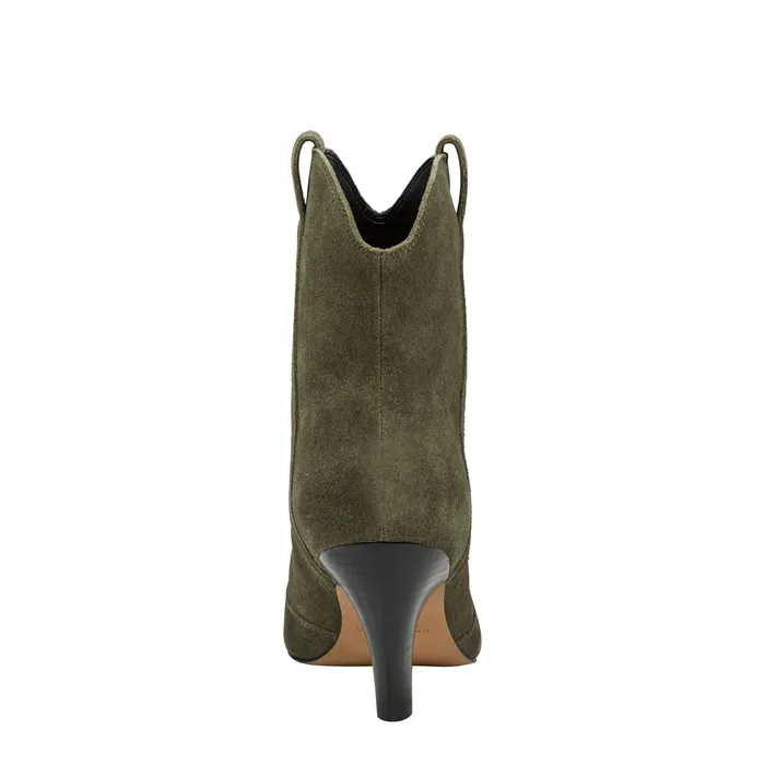 Booties Women Marc Fisher Carissa Heeled Western Bootie Olive Suede
