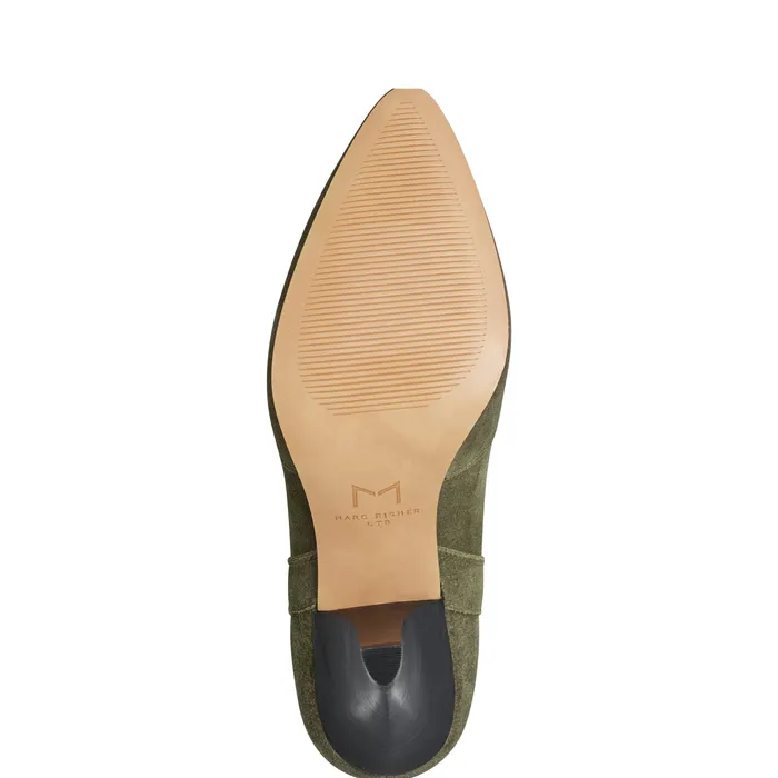 Booties Women Marc Fisher Carissa Heeled Western Bootie Olive Suede