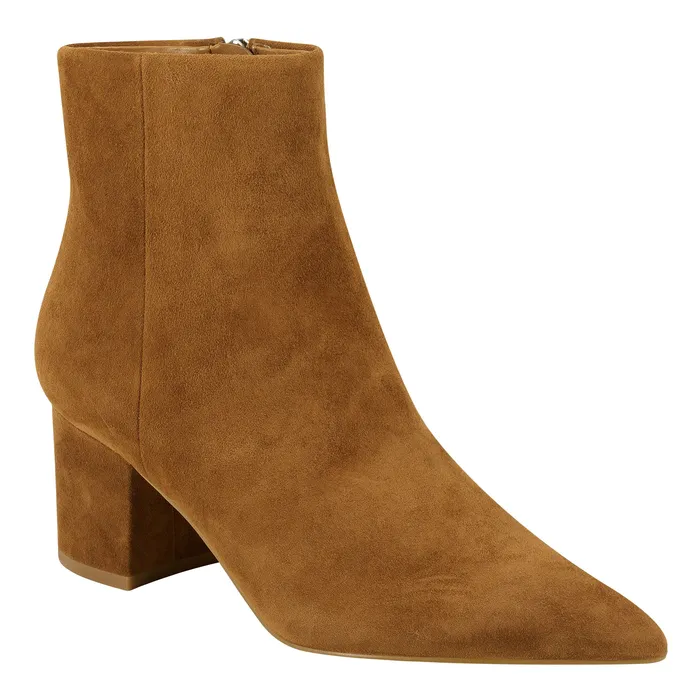 Boots and Booties Women Marc Fisher Jarli Pointy Ankle Bootie Brown Suede