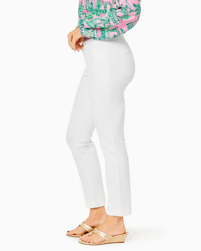 Bottoms Women Lilly Pulitzer 29034 Kelly Textured Ankle Length Skinny Pant Resort White Bottoms Women Lilly Pulitzer 29034 Kelly Textured Ankle Length Skinny Pant Resort White