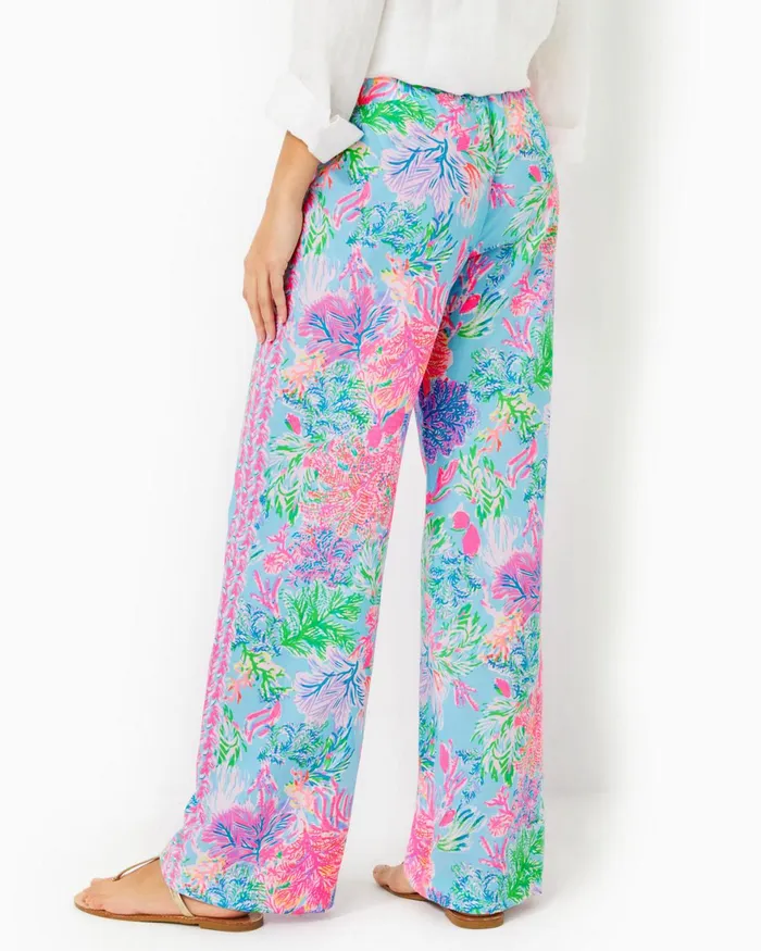 Bottoms Women Lilly Pulitzer 32034 Bal Harbour Palazzo Pant Celestial Blue Cay To My Heart Engineered Pant Bottoms Women Lilly Pulitzer 32034 Bal Harbour Palazzo Pant Celestial Blue Cay To My Heart Engineered Pant