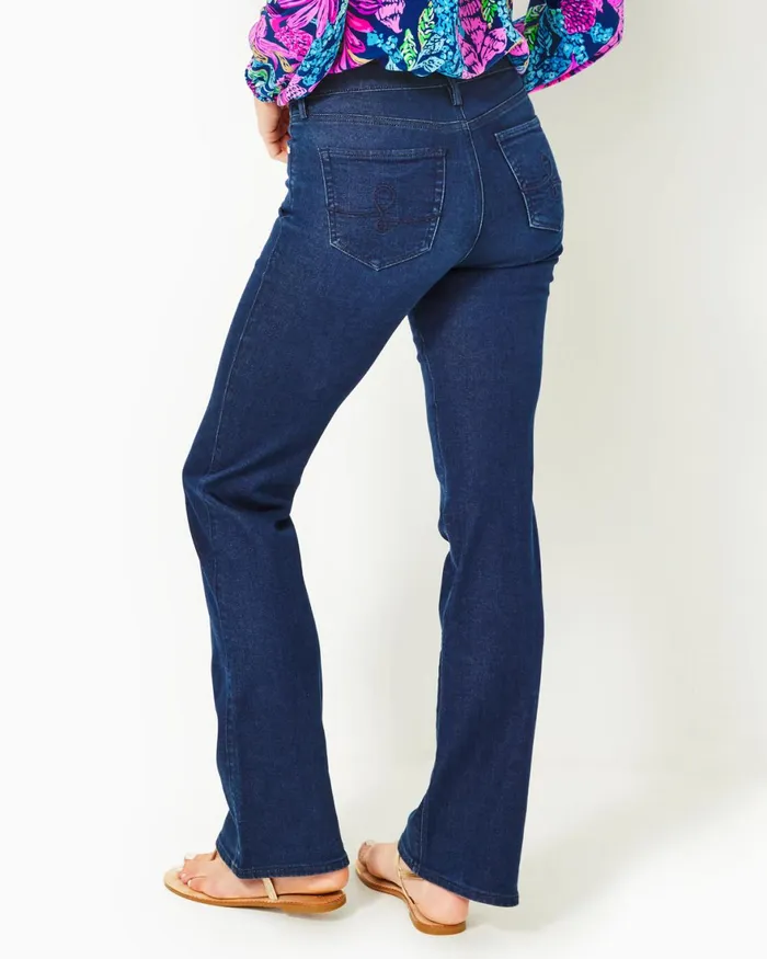 Bottoms Women Lilly Pulitzer 33034 South Ocean High Rise Bootcut Jean Cosmic Wash