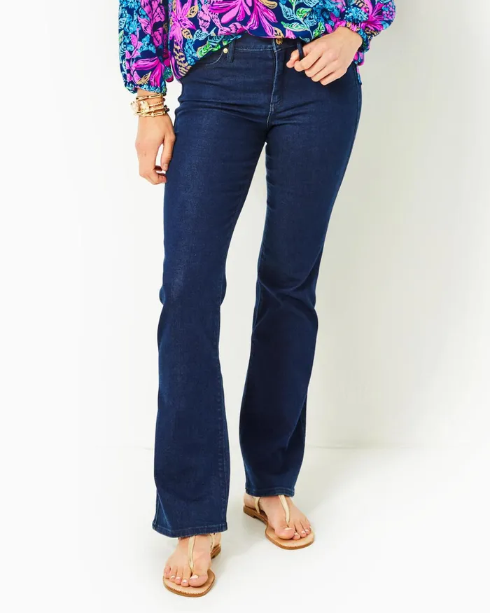 Bottoms Women Lilly Pulitzer 33034 South Ocean High Rise Bootcut Jean Cosmic Wash Bottoms Women Lilly Pulitzer 33034 South Ocean High Rise Bootcut Jean Cosmic Wash