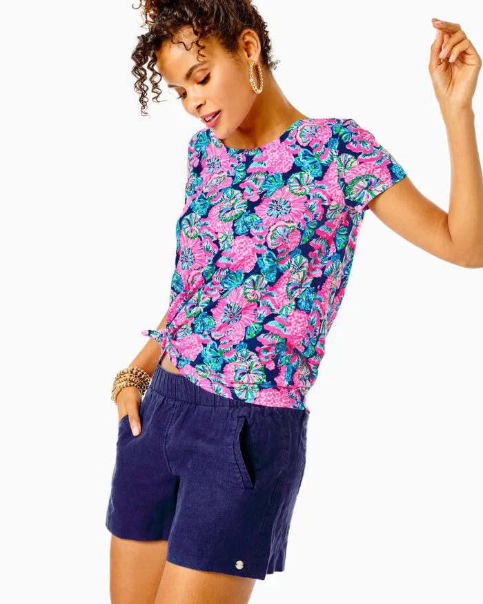 Bottoms Women Lilly Pulitzer 4034 Lilo Linen Short True Navy