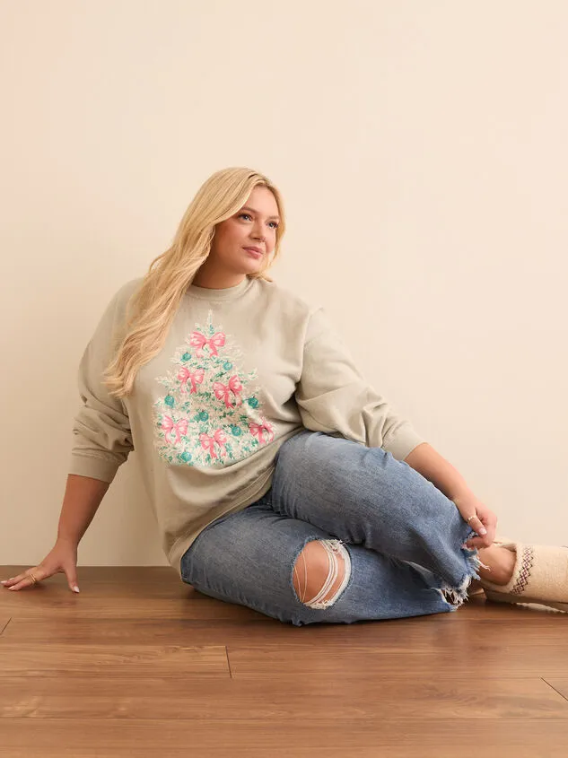 Bow Christmas Tree Sweatshirt Iceberggreen Women Altar039d State Tops