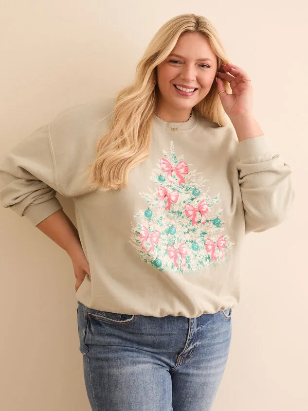 Bow Christmas Tree Sweatshirt Iceberggreen Women Altar039d State Tops