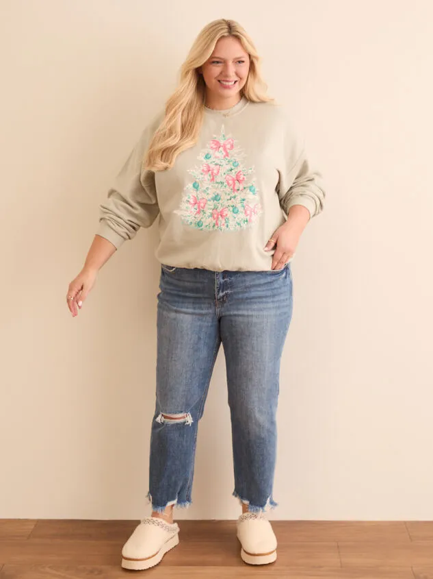 Bow Christmas Tree Sweatshirt Iceberggreen Women Altar039d State Tops