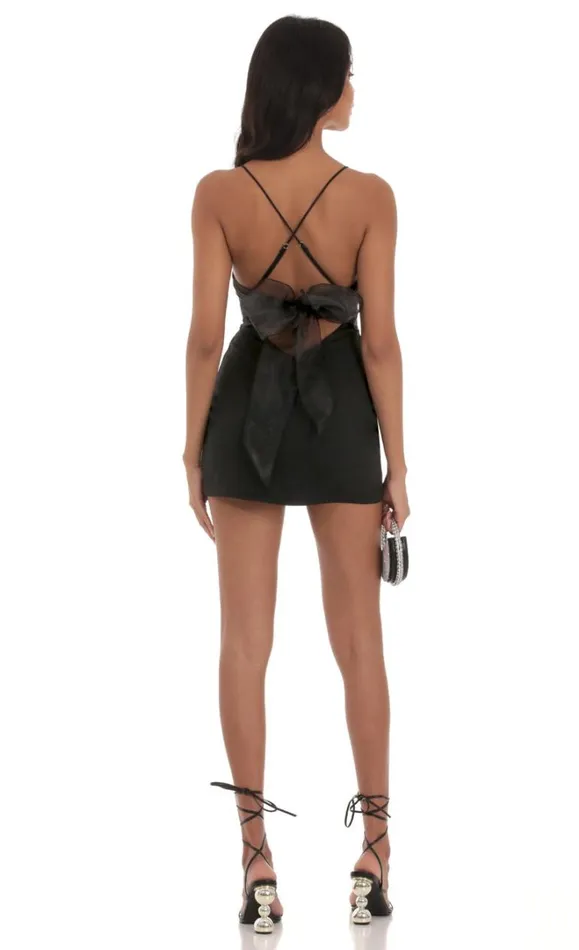 Bow Tie Bodycon Dress Black Women LUCY IN THE SKY Mini Dresses