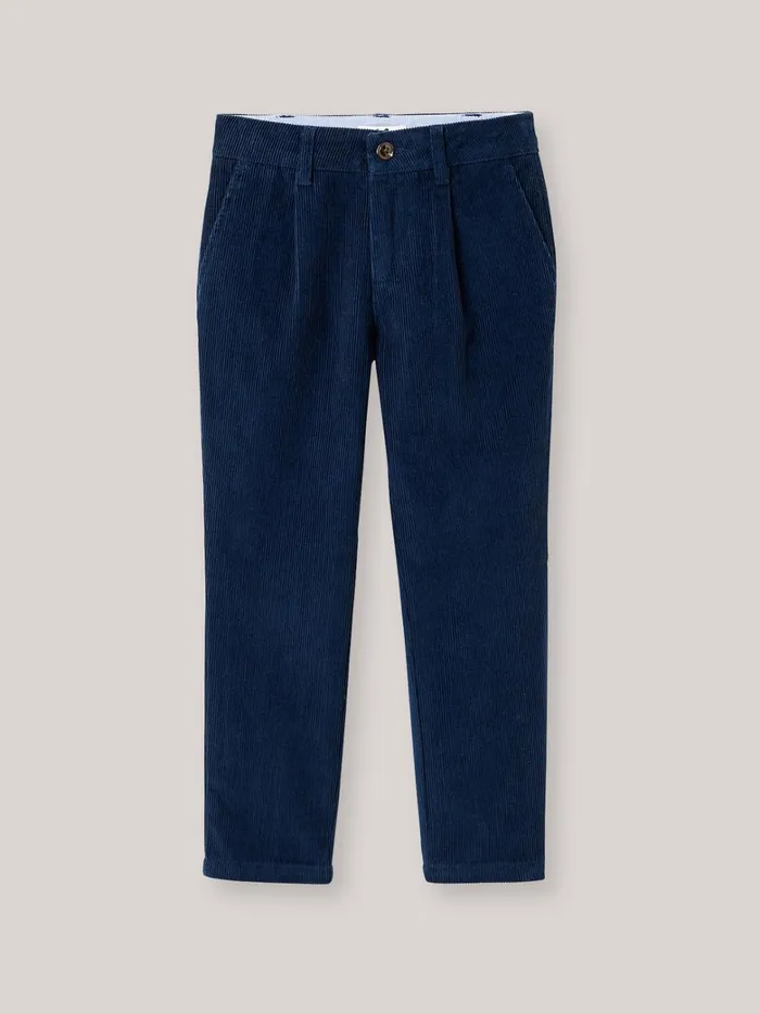 Boys Clothing Cyrillus Corduroy Chino Trousers Bleu