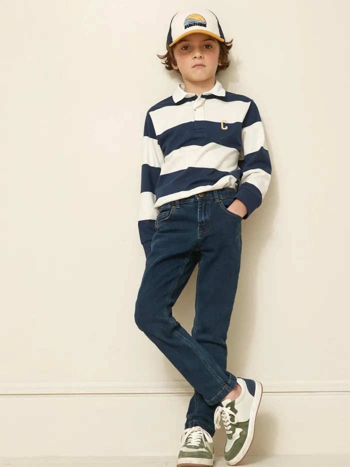 Boys Clothing Cyrillus StraightLeg Jeans 6399 Bleu Fonce Uni