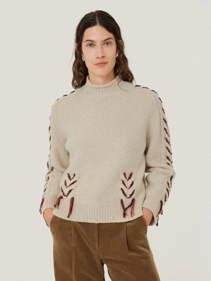Braided Cable Jumper Cream Women Jigsaw Knitwear and Cashmere