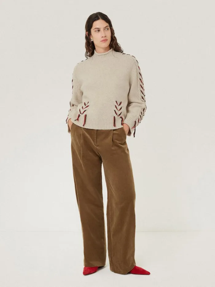 Braided Cable Jumper Cream Women Jigsaw Knitwear and Cashmere