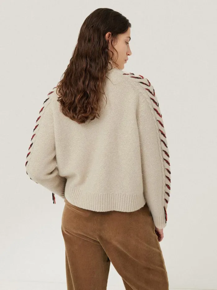 Braided Cable Jumper Cream Women Jigsaw Knitwear and Cashmere