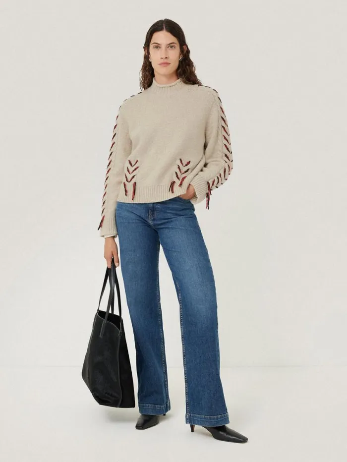 Braided Cable Jumper Cream Women Jigsaw Knitwear and Cashmere
