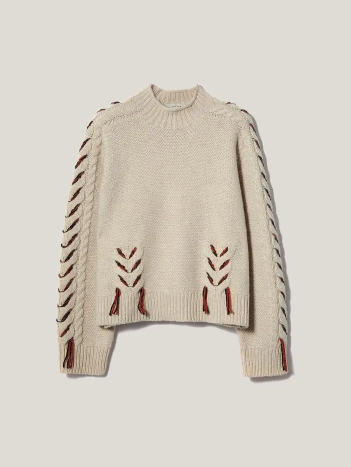 Braided Cable Jumper Cream Women Jigsaw Knitwear and Cashmere