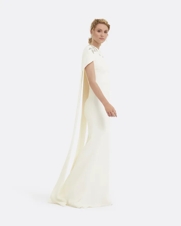 Bridal Ginkgo Flower Bud Embroidered Ivory Dress Ivory 8211 Safiyaa Women