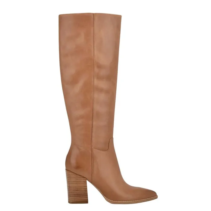 Brixe Heeled Boots Medium Natural Leather Women Nine West Boots and Booties
