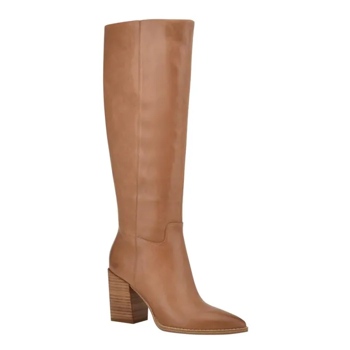 Brixe Heeled Boots Medium Natural Leather Women Nine West Boots and Booties
