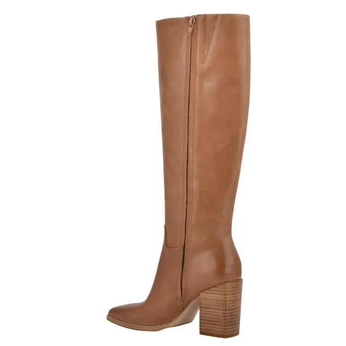 Brixe Heeled Boots Medium Natural Leather Women Nine West Boots and Booties