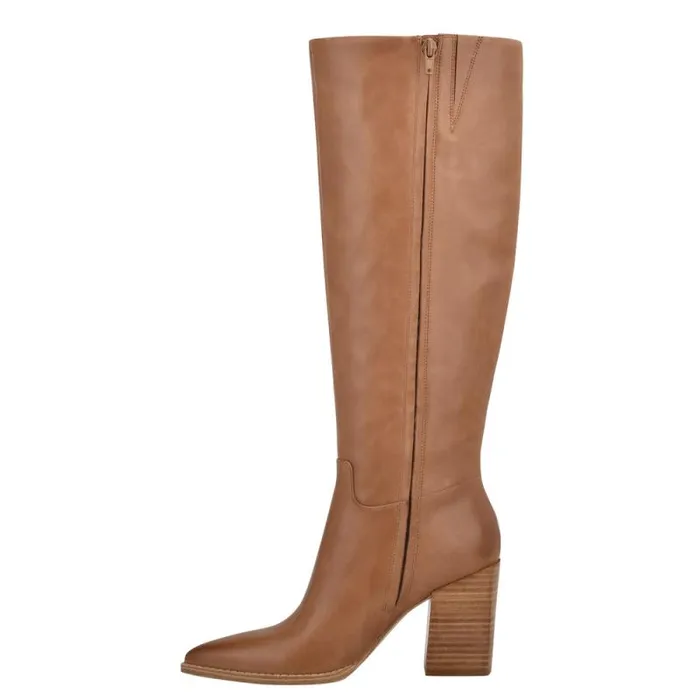 Brixe Heeled Boots Medium Natural Leather Women Nine West Boots and Booties