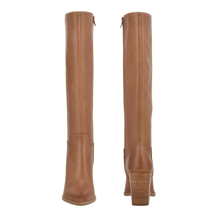 Brixe Heeled Boots Medium Natural Leather Women Nine West Boots and Booties