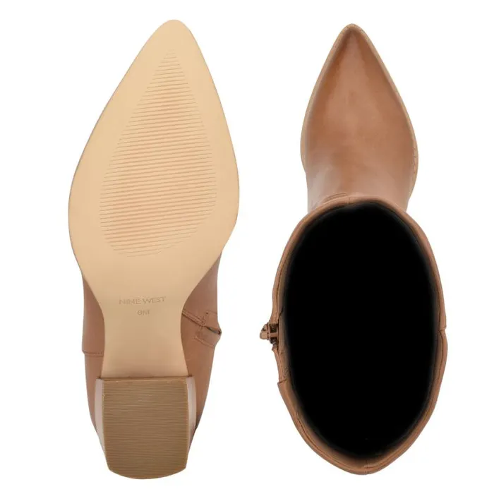 Brixe Heeled Boots Medium Natural Leather Women Nine West Boots and Booties