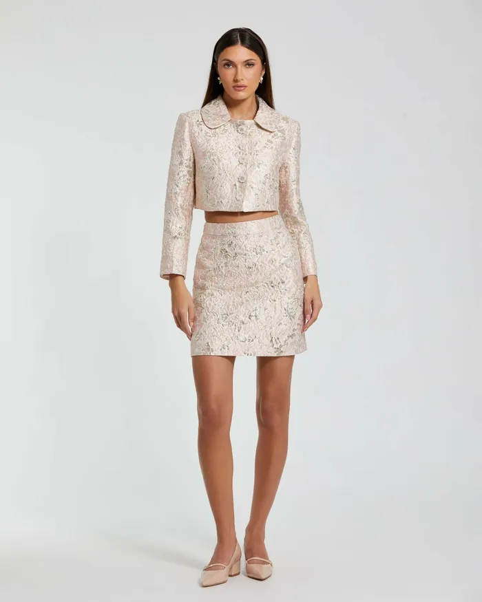 Brocade Mini Skirt Blush Multi Skirts Mac Duggal Women