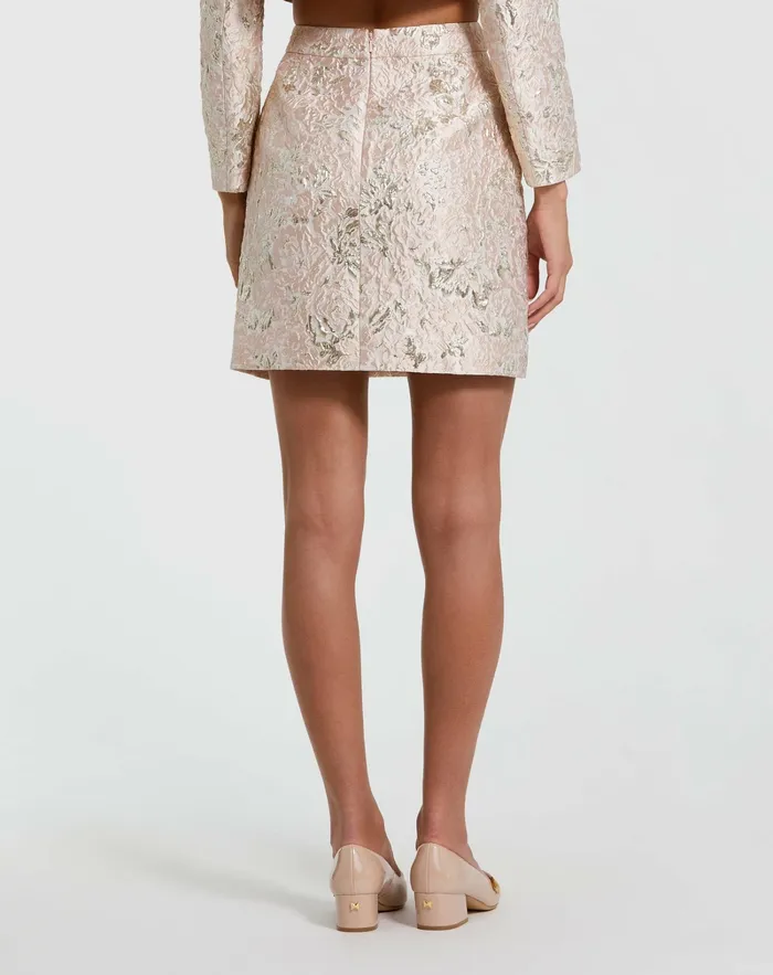 Brocade Mini Skirt Blush Multi Skirts Mac Duggal Women