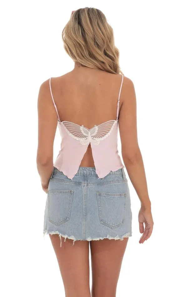 Butterfly Top Pink Women LUCY IN THE SKY Tops