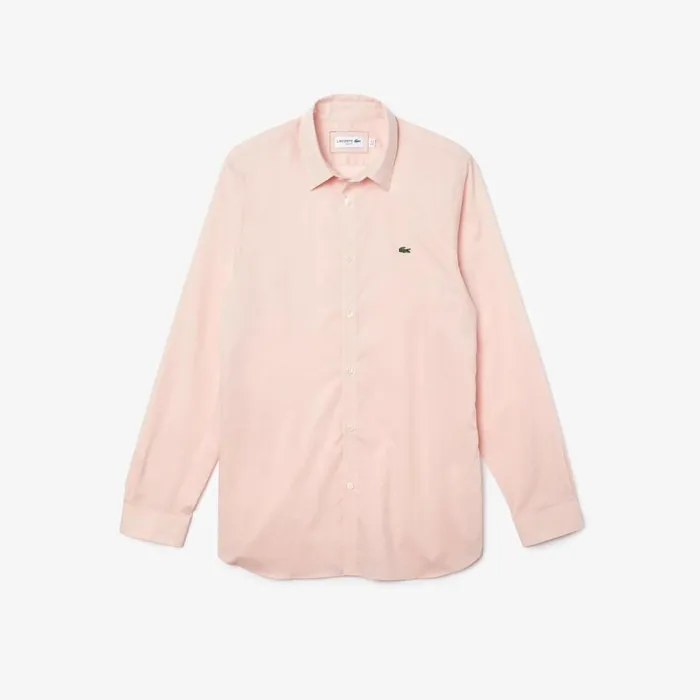 Button Down Shirts Men Lacoste Men039s Slim Fit Stretch Cotton Poplin Shirt Light Pink Ady