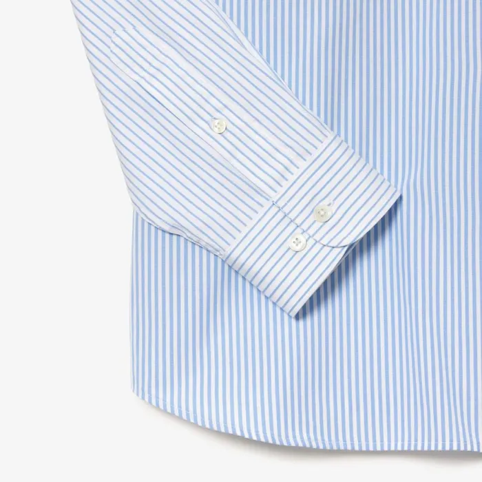 Button Down Shirts MenWomen Lacoste Unisex Large Croc Striped Cotton Shirt White Blue F6z