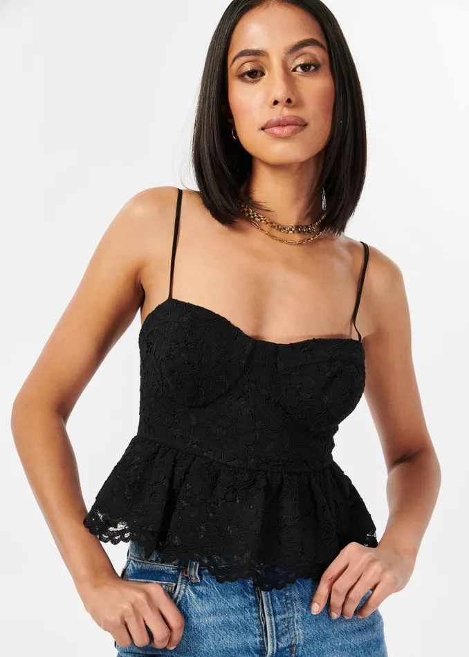 CAMI NYC Tops and Sweaters Women Alexandra Lace Bustier Black