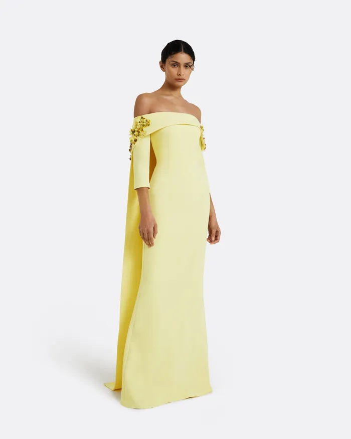Capes and Harnesses Women Bellara Pale Yellow Harness and Soshin Dress Pale Yellow Safiyaa