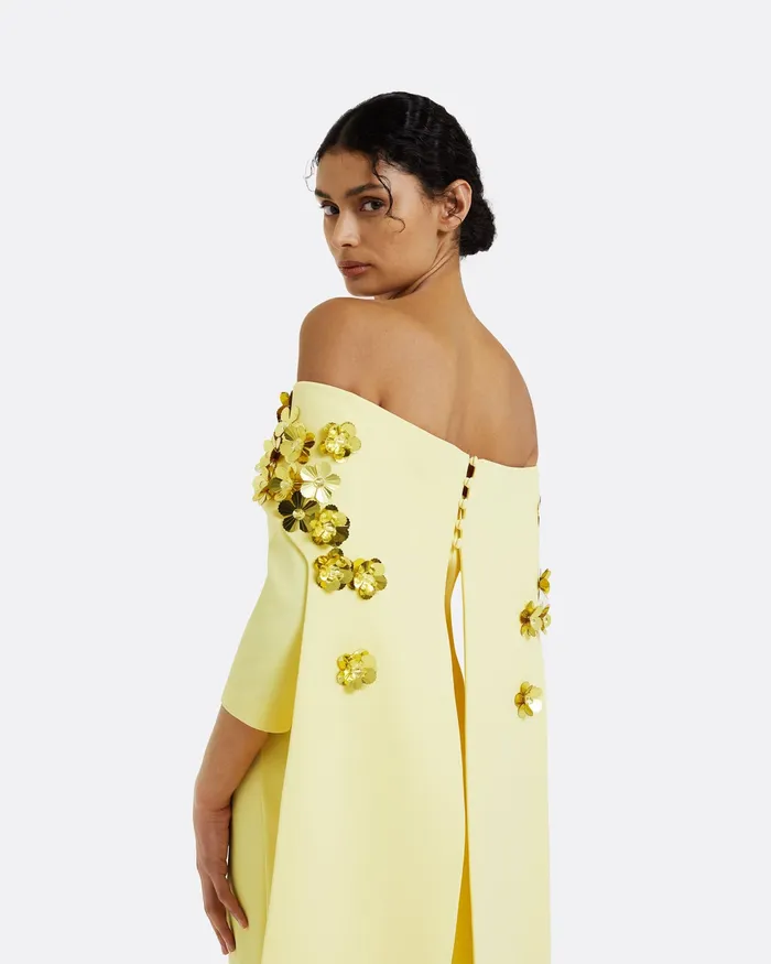 Capes and Harnesses Women Bellara Pale Yellow Harness and Soshin Dress Pale Yellow Safiyaa