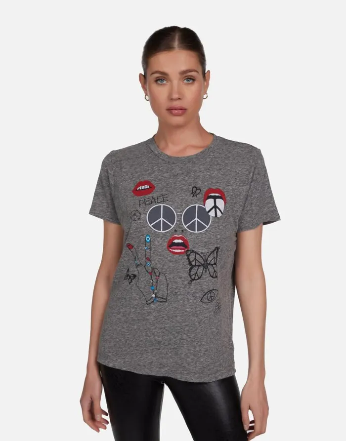 Capri Peace Elements Heather Grey Women Lauren Moshi Short Sleeve