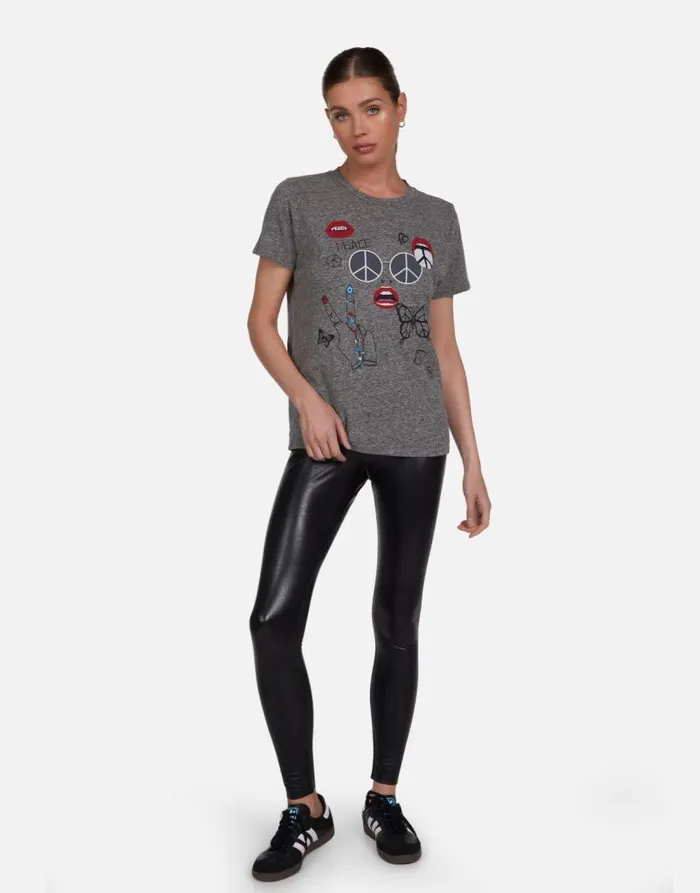 Capri Peace Elements Heather Grey Women Lauren Moshi Short Sleeve