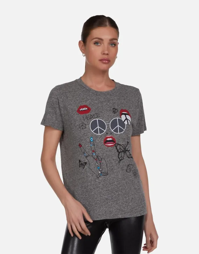 Capri Peace Elements Heather Grey Women Lauren Moshi Short Sleeve