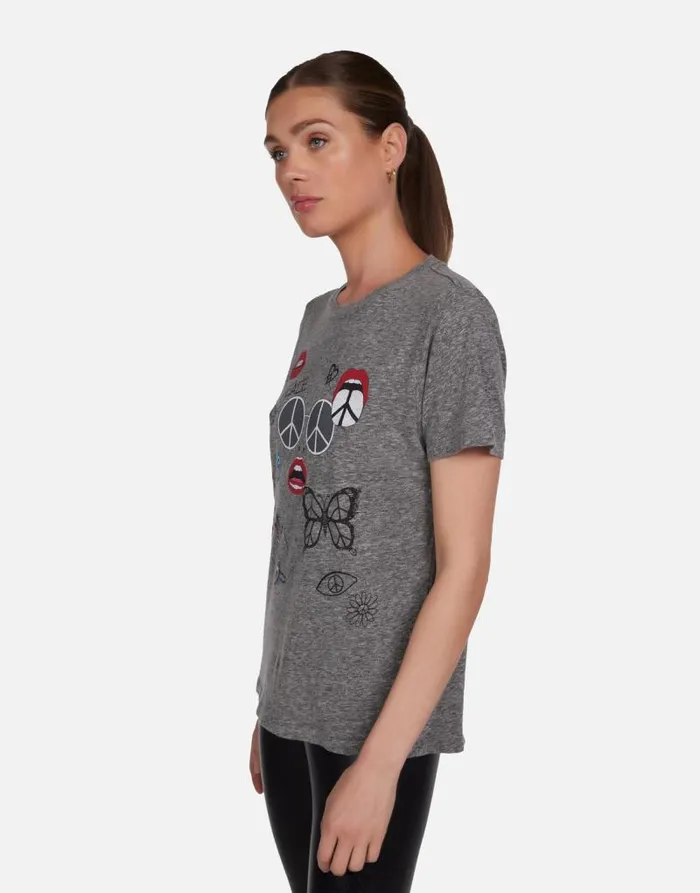 Capri Peace Elements Heather Grey Women Lauren Moshi Short Sleeve