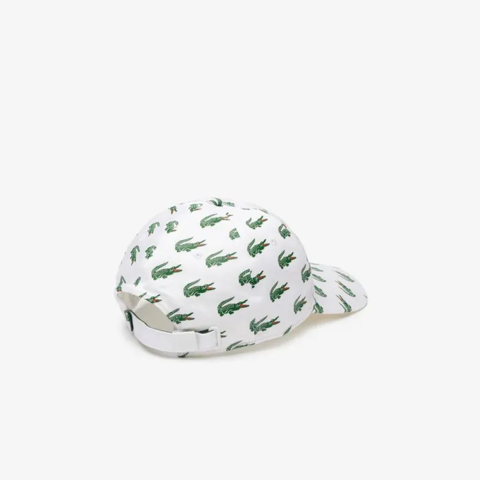 Caps and Hats MenWomen Lacoste Unisex Croc Print Cotton Cap White 001