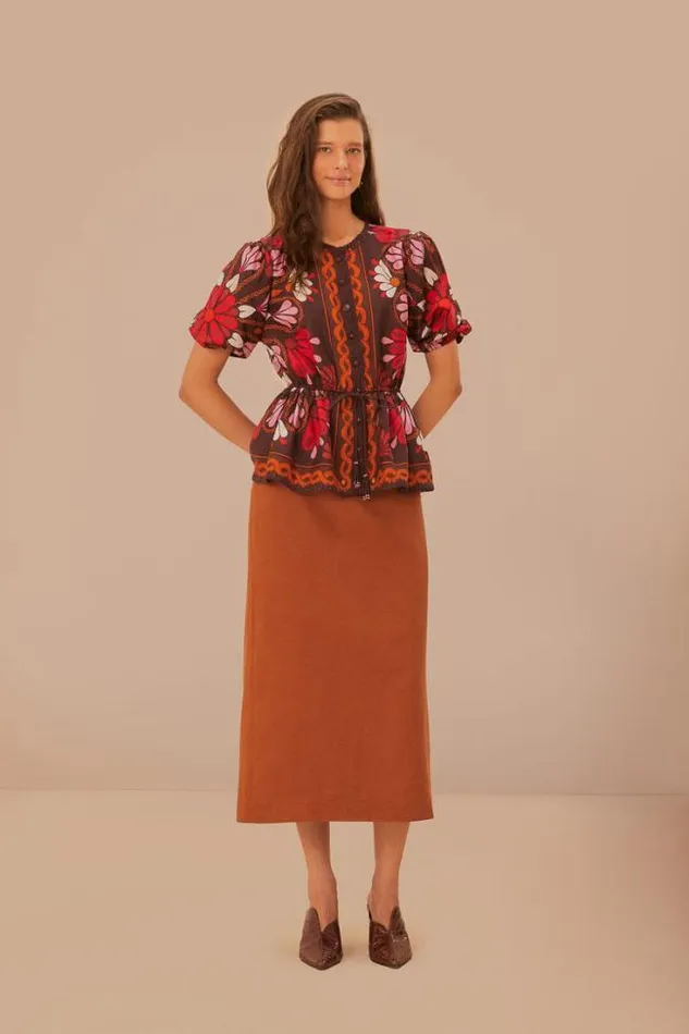 Caramel Midi Skirt Women FARM Rio Skirts