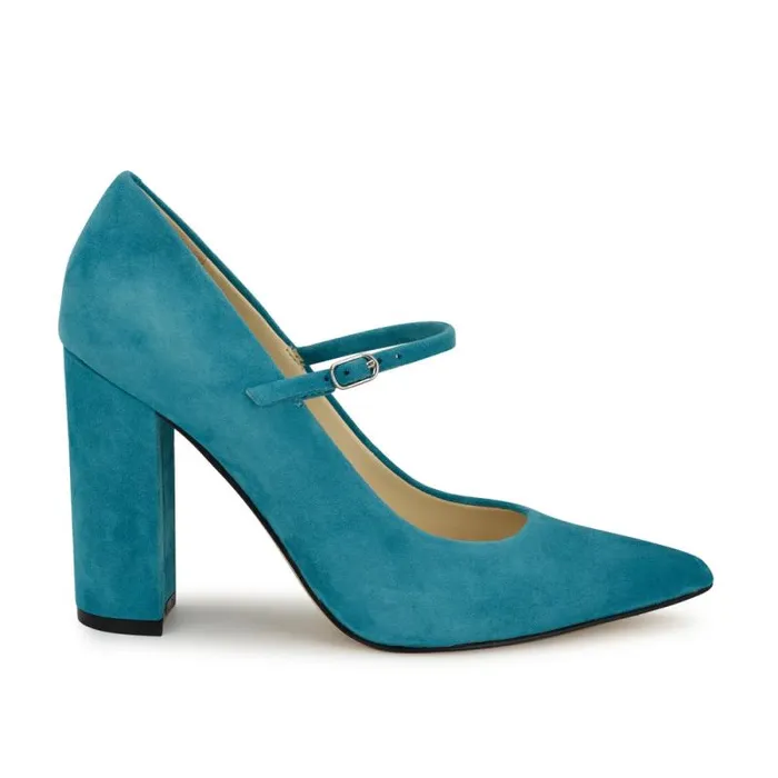 Carlien Mary Jane Pumps Teal Suede Women Nine West Heels