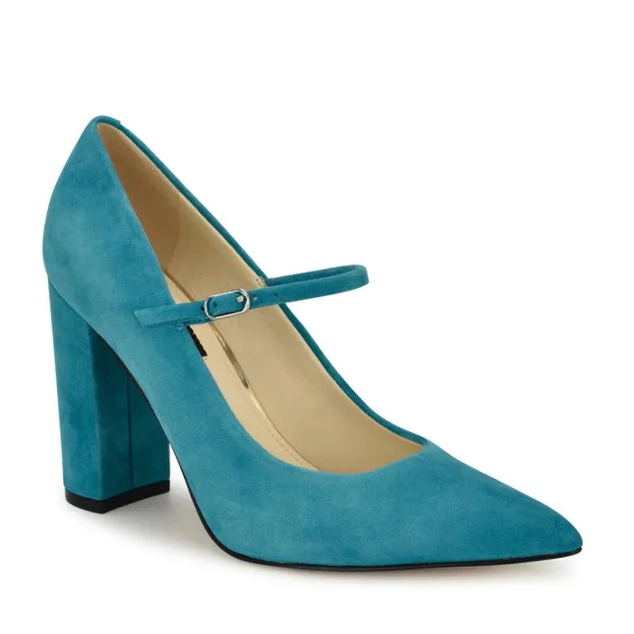 Carlien Mary Jane Pumps Teal Suede Women Nine West Heels Carlien Mary Jane Pumps Teal Suede Women Nine West Heels