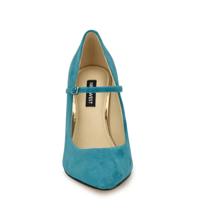Carlien Mary Jane Pumps Teal Suede Women Nine West Heels Carlien Mary Jane Pumps Teal Suede Women Nine West Heels